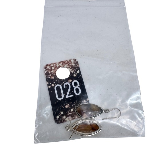 Sterling Silver 925 Dendritic Agate Jasper Teardrop Drop Earrings Boho Gemstone - Picture 6 of 6